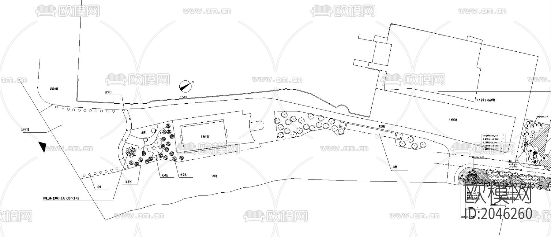 公园绿化cad施工图下载（渲染图3）