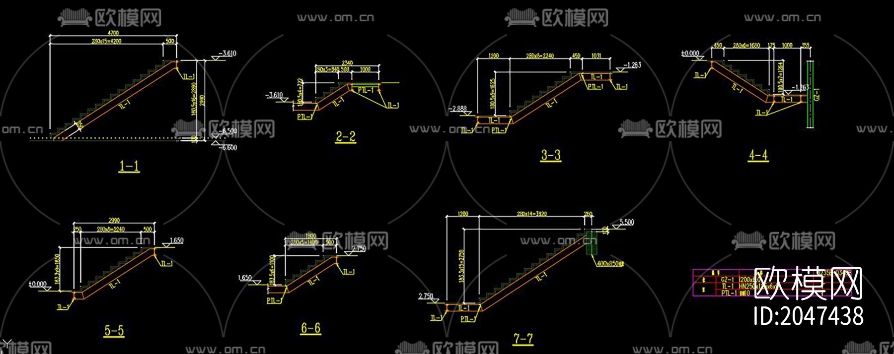 钢结构楼梯节点大样下载（渲染图2）