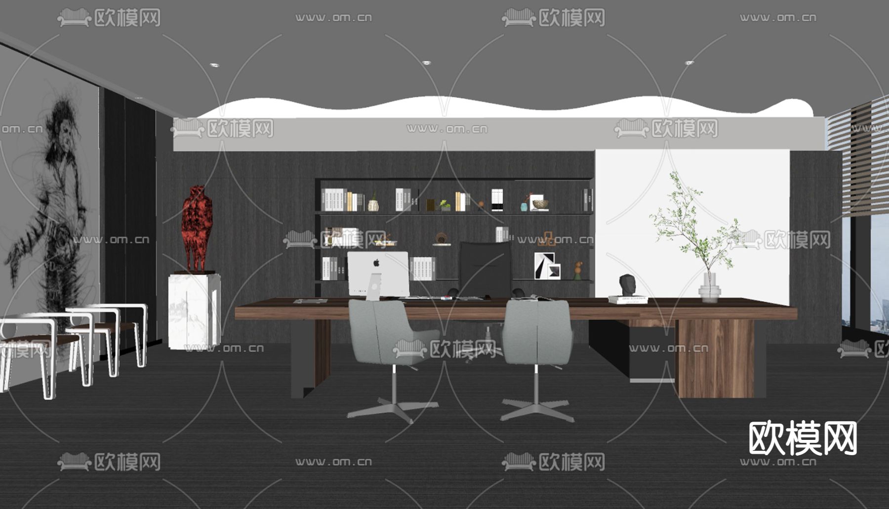 现代经理办公室su模型