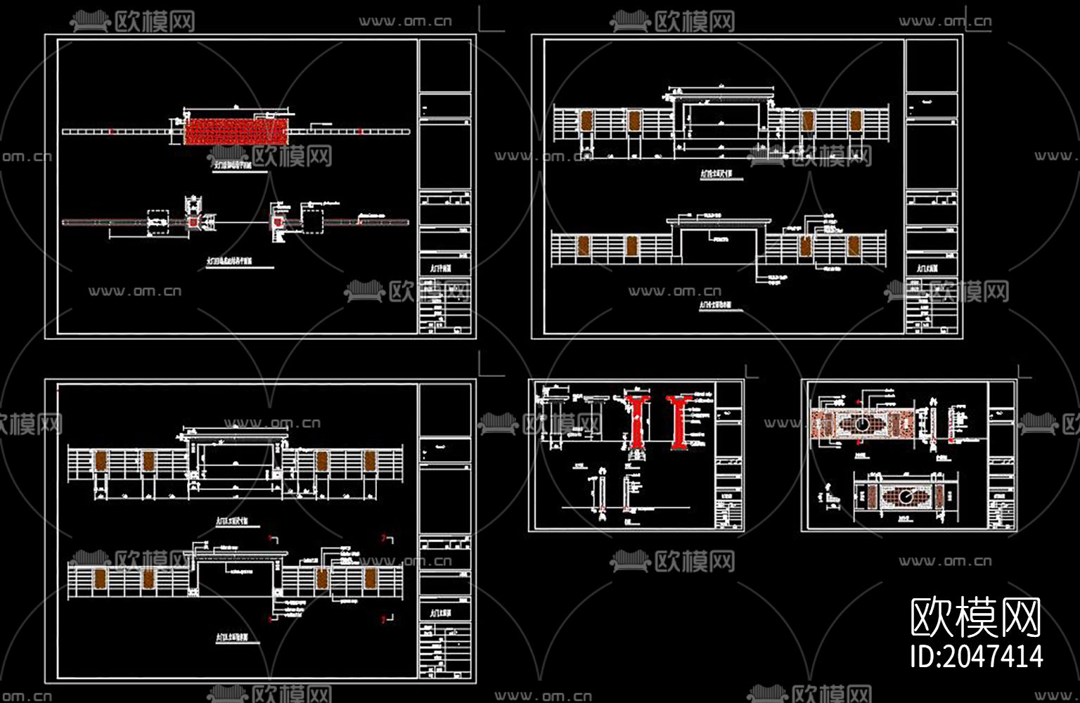 新中式围墙节点大样下载（渲染图7）