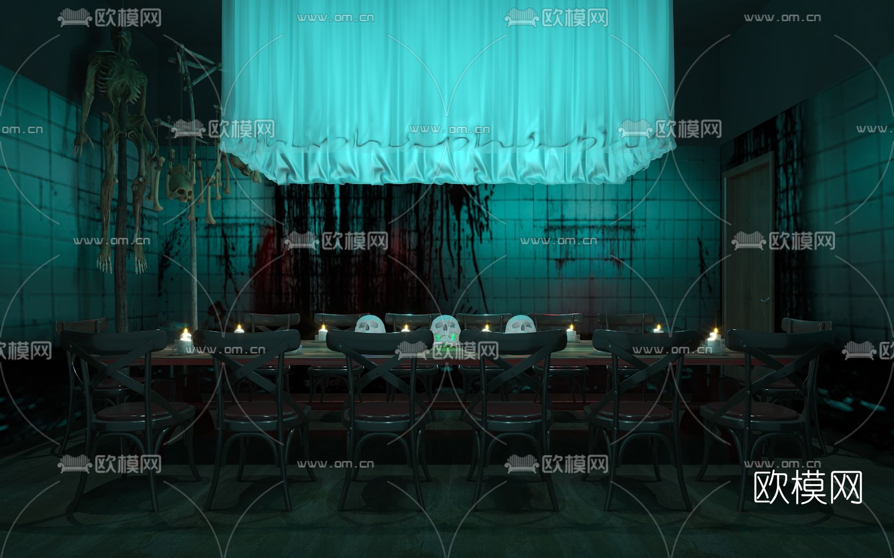 现代剧本杀店免费3d模型下载（渲染图2）