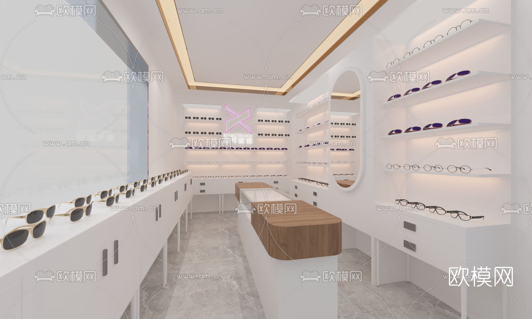 现代眼镜专卖店免费3d模型下载（渲染图2）