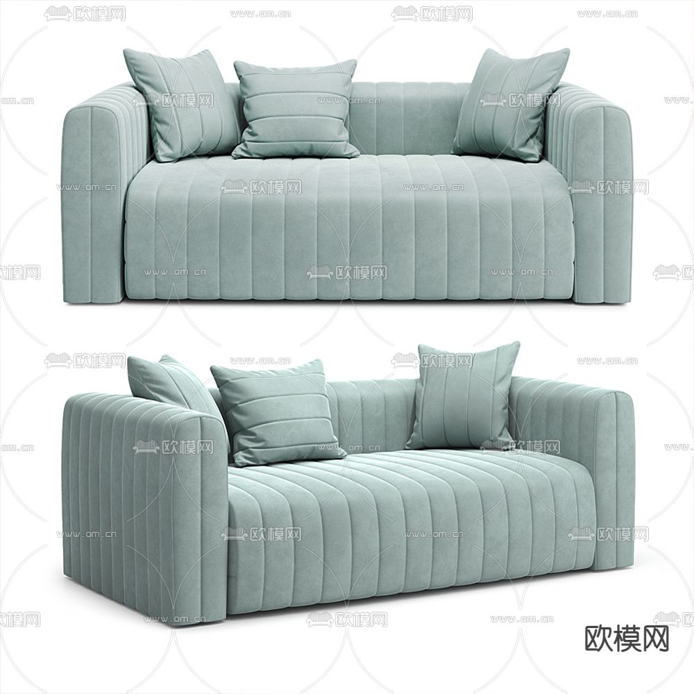 现代布艺双人沙发3d模型下载