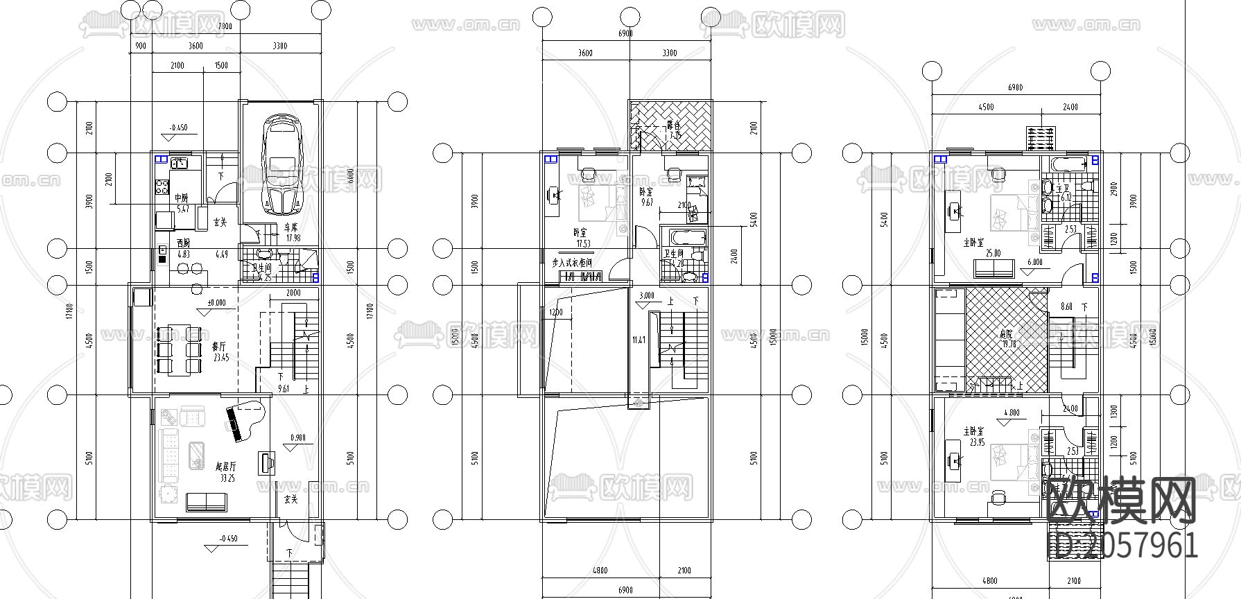 别墅建筑cad施工图下载（渲染图1）