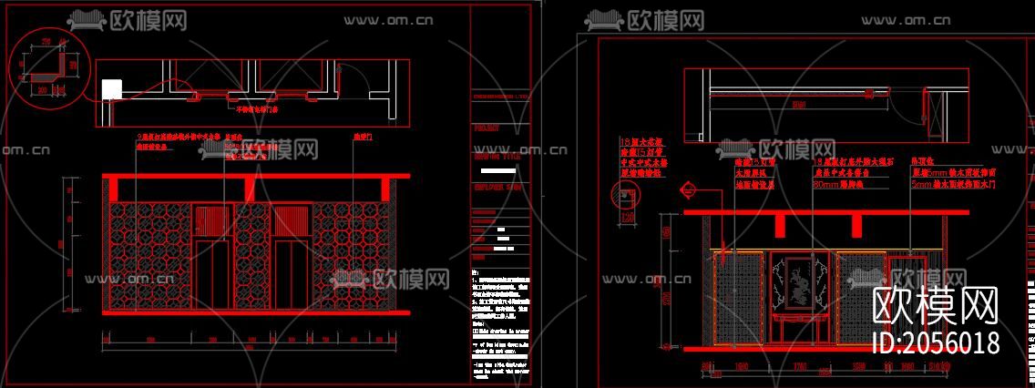 中式会所cad图纸下载（渲染图1）