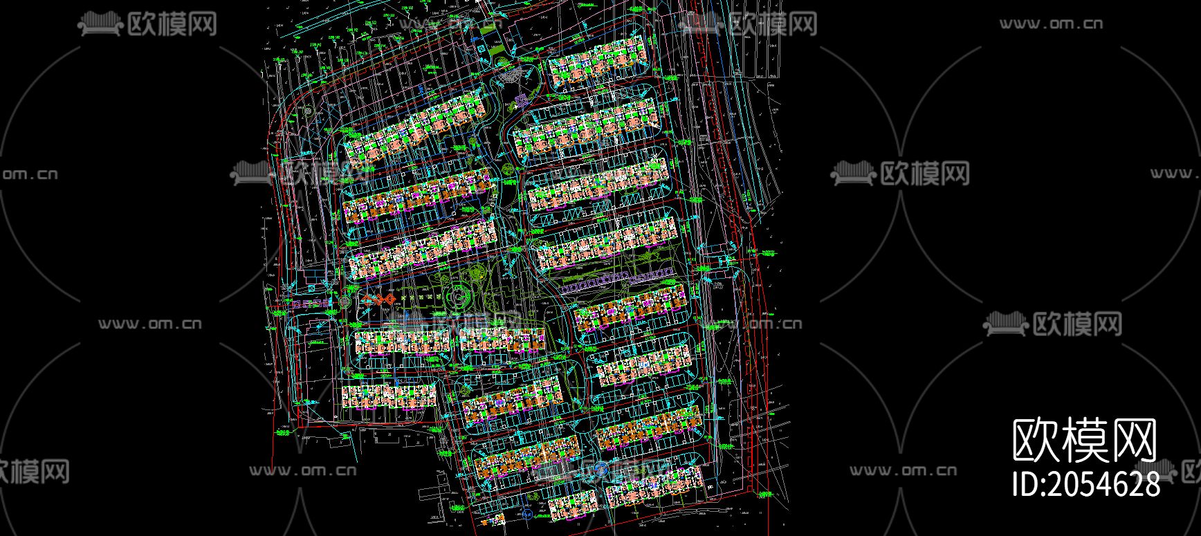 小区规划cad平面图下载（渲染图1）