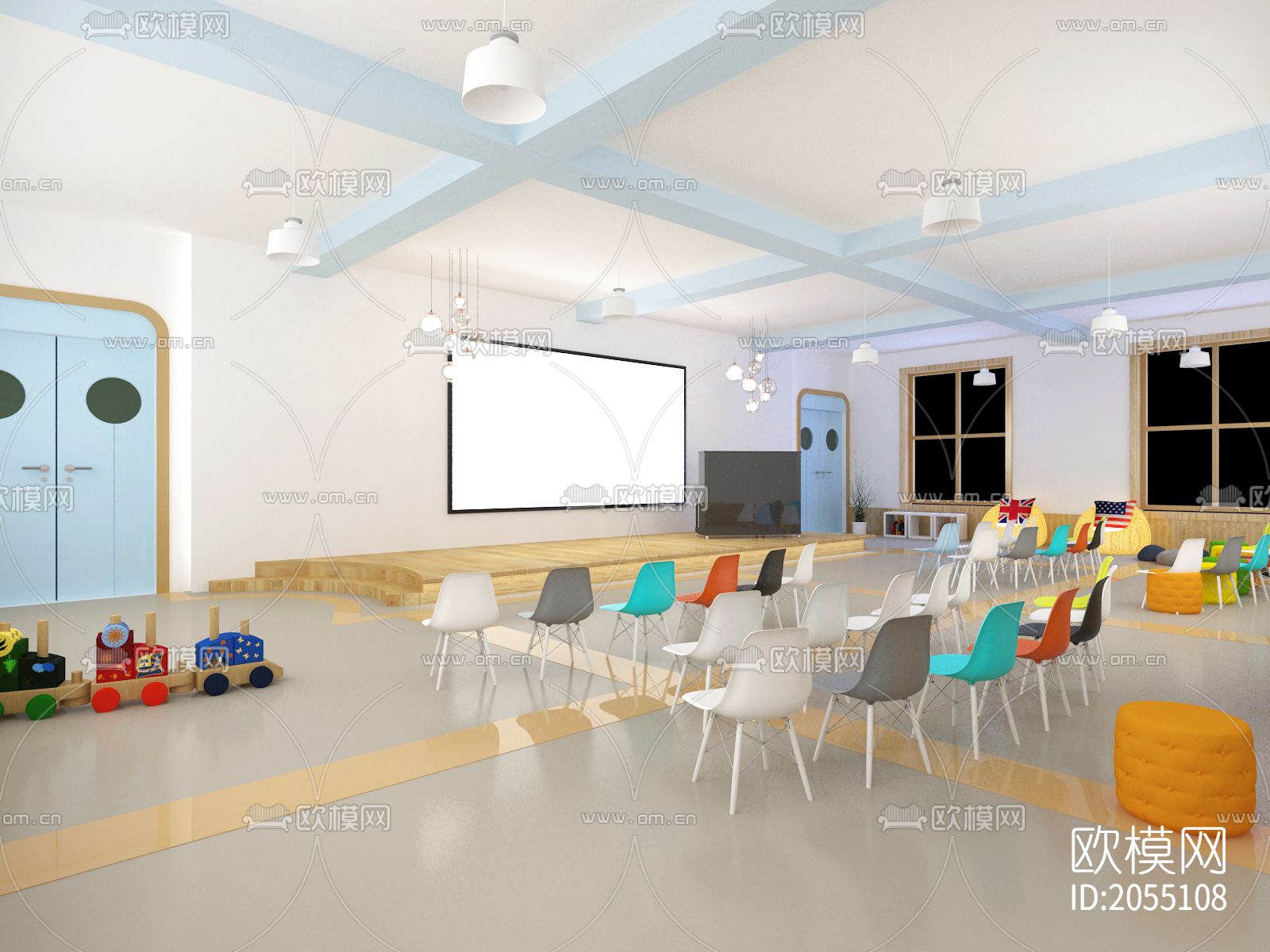 幼儿园cad施工图下载（渲染图2）