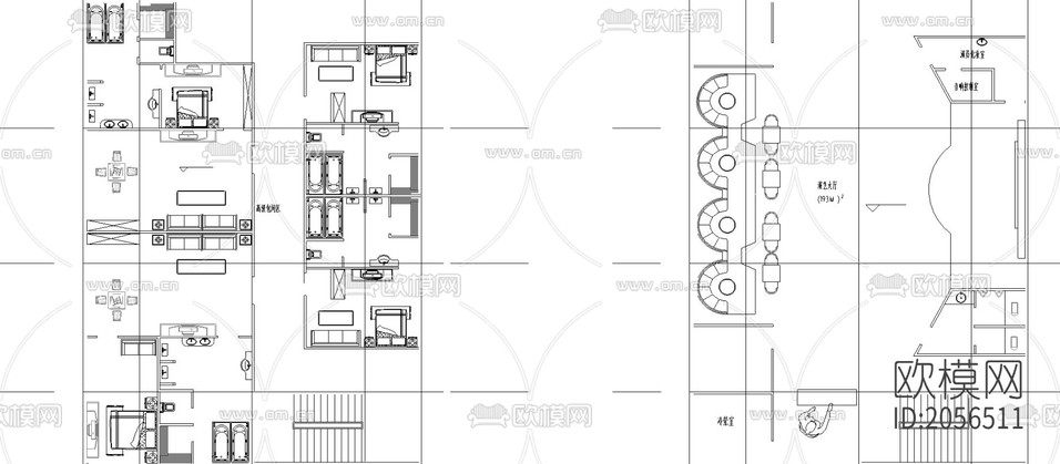 洗浴中心平面建筑圖下載(渲染圖3)