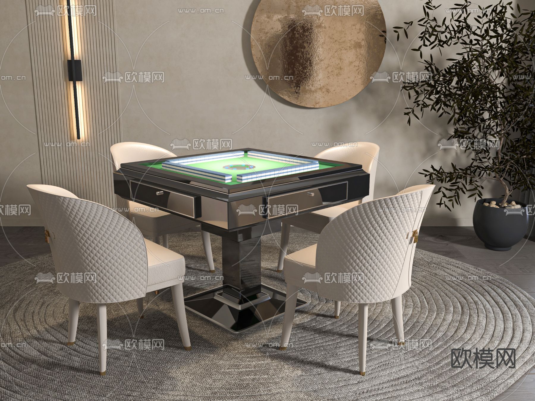 现代自动麻将桌3d模型