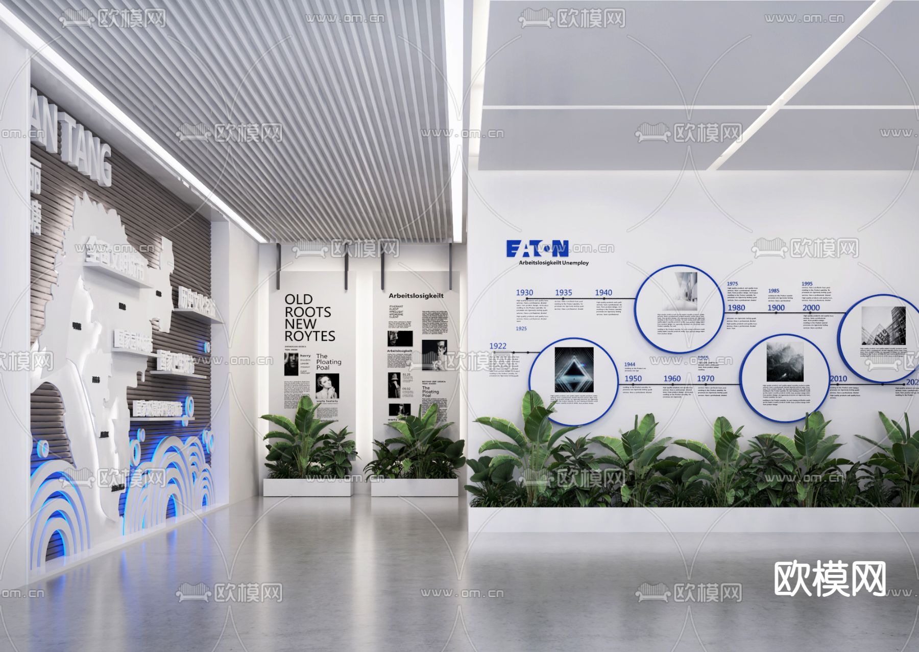 现代企业文化墙展厅3d模型