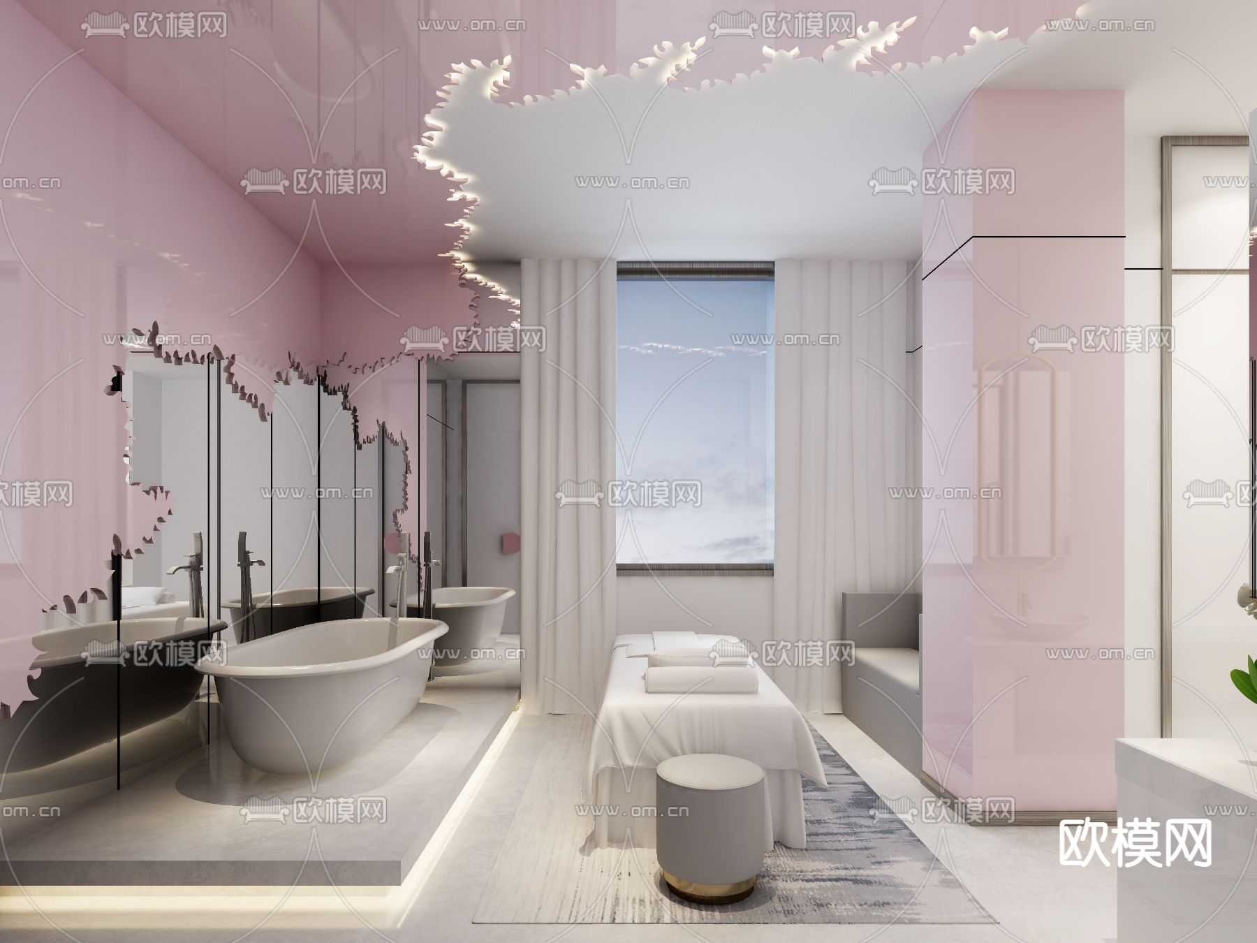 现代SPA养生会所免费3d模型下载