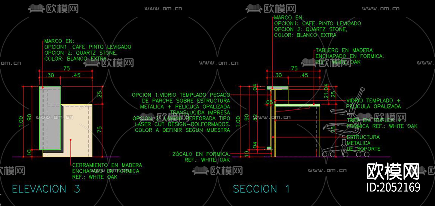 铁艺家具CAD尺寸图下载（渲染图5）