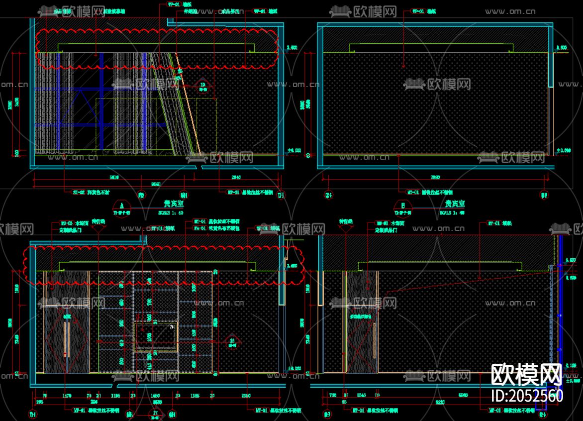 会议室cad施工图下载（渲染图8）