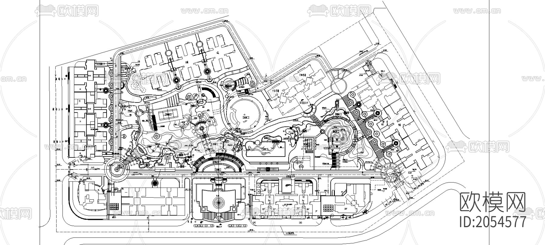 小区规划cad平面图下载（渲染图1）