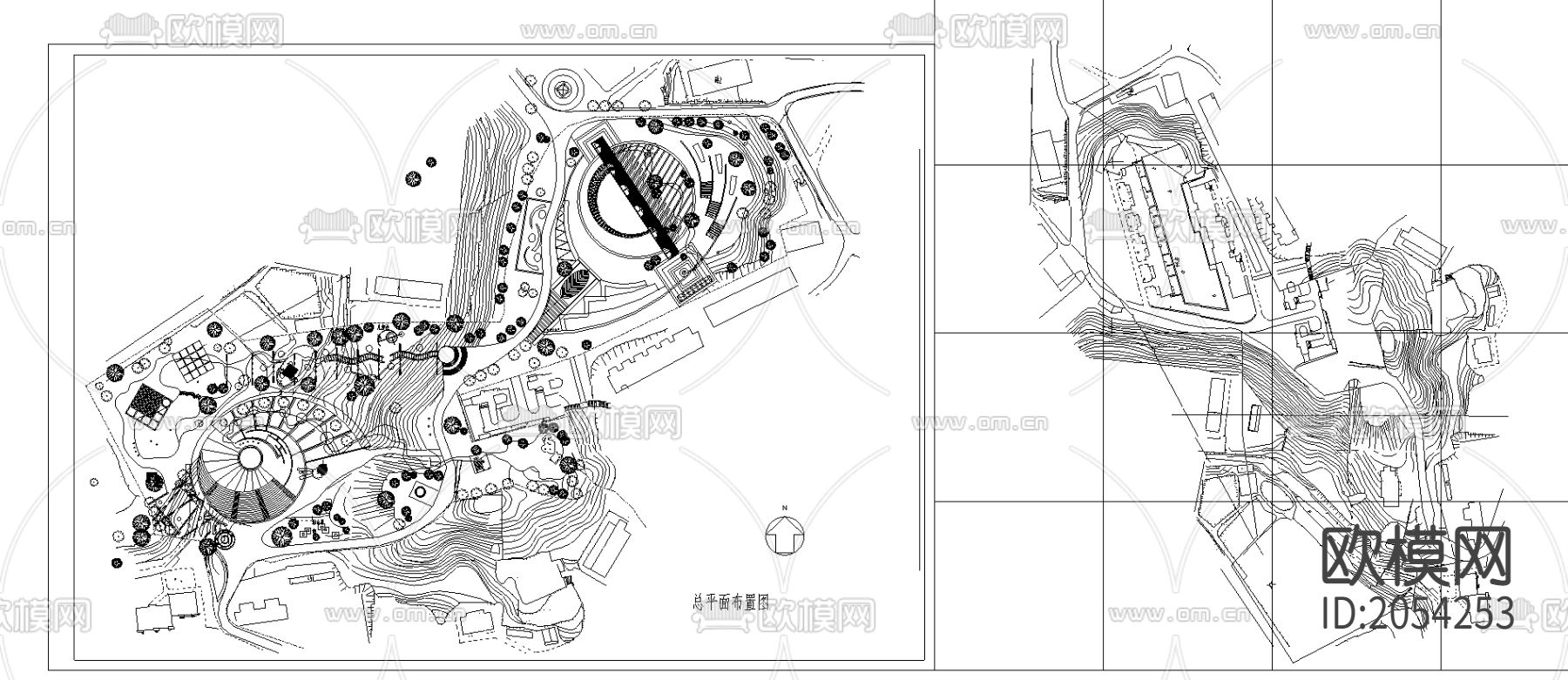 公园景观规划cad施工图下载（渲染图1）