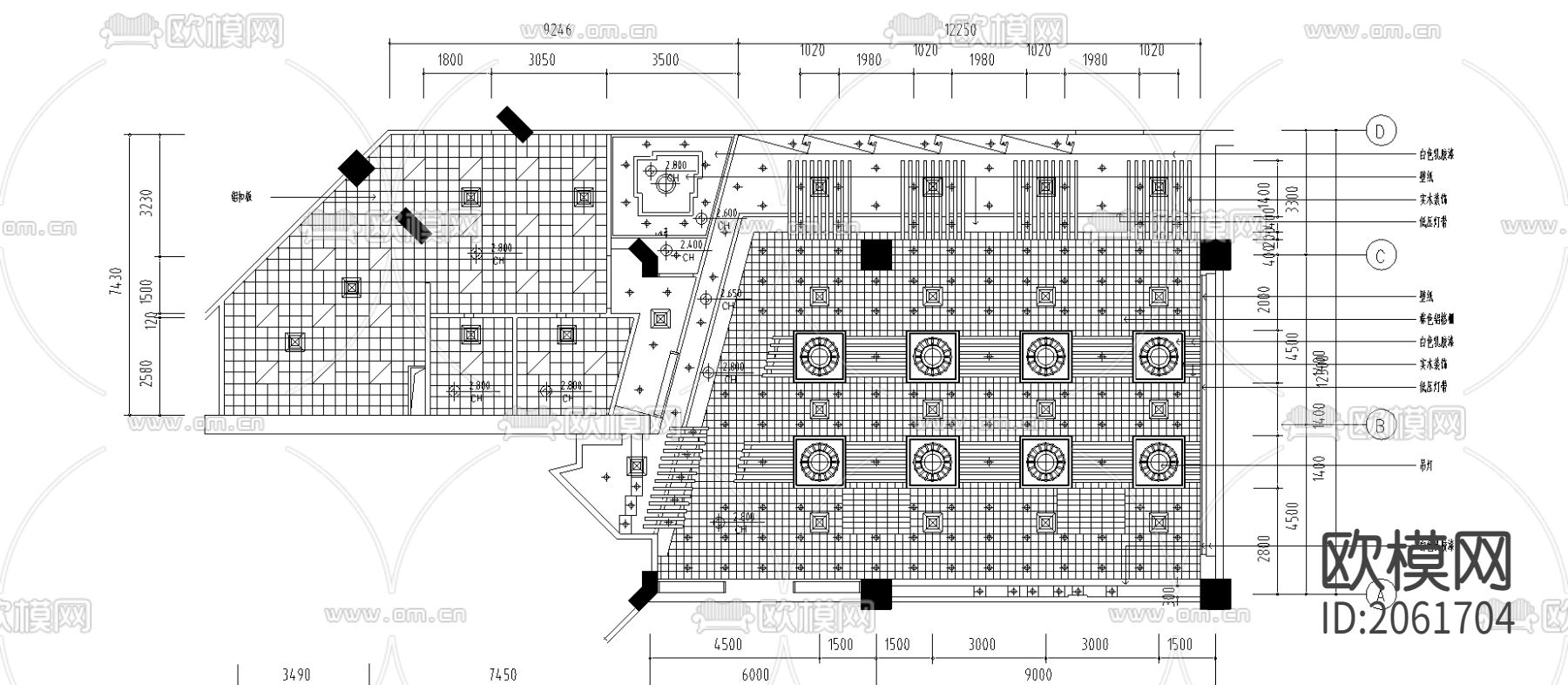 某餐厅建筑CAD施工图下载（渲染图2）