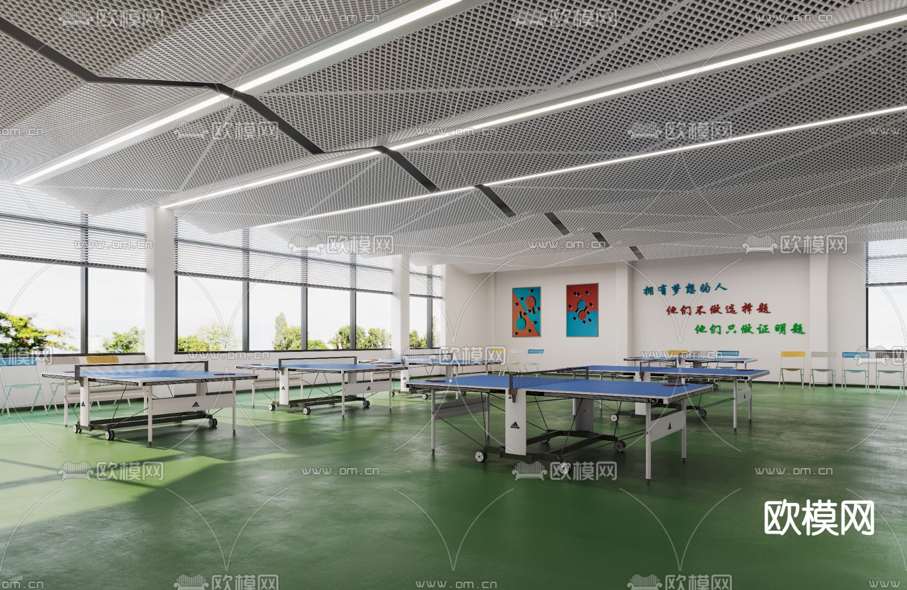 现代乒乓球场馆3d模型下载