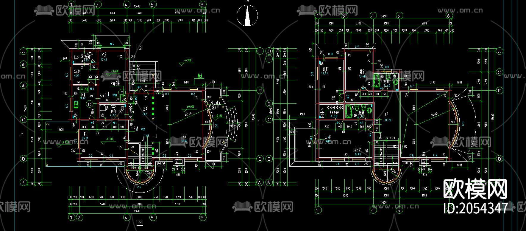 别墅建筑cad施工图下载（渲染图3）
