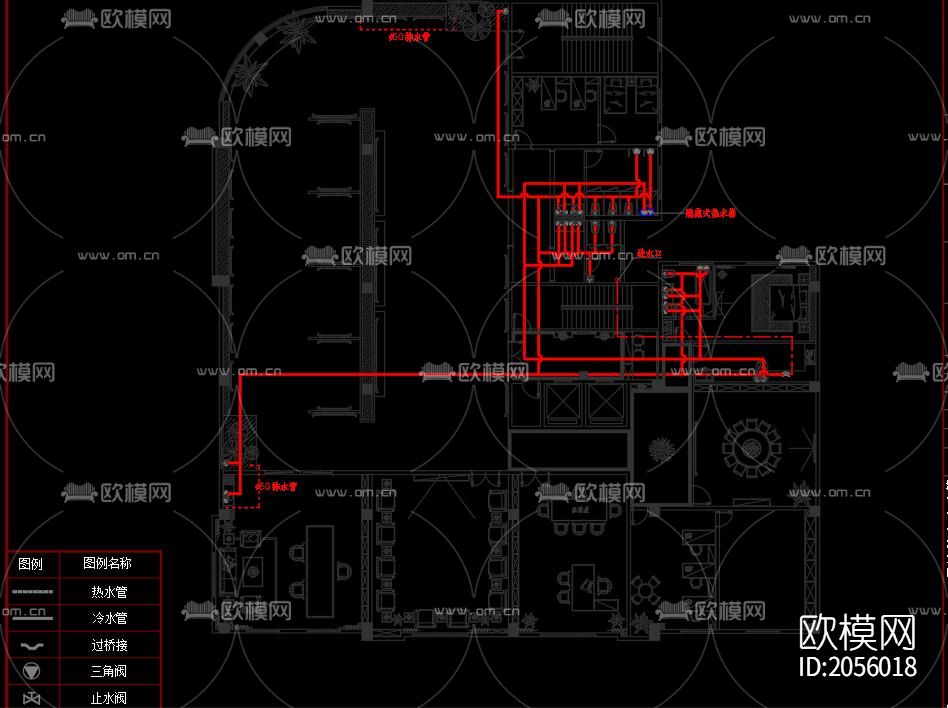 中式会所cad图纸下载（渲染图2）
