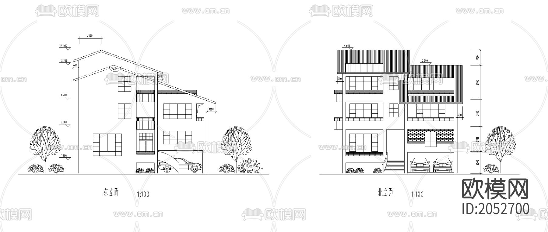 别墅建筑cad施工图下载（渲染图2）