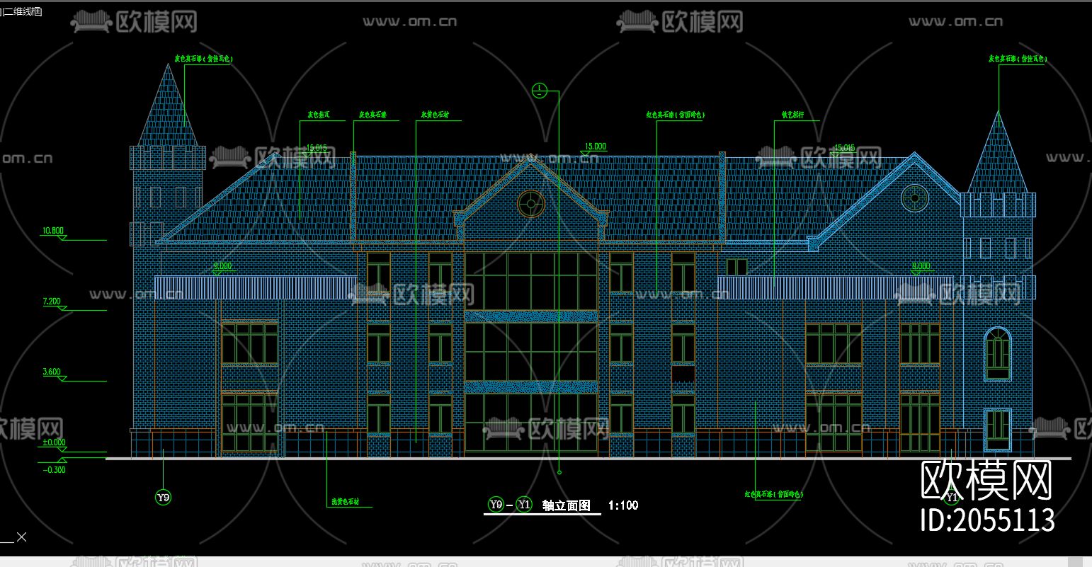 欧式cad建筑施工图下载（渲染图1）