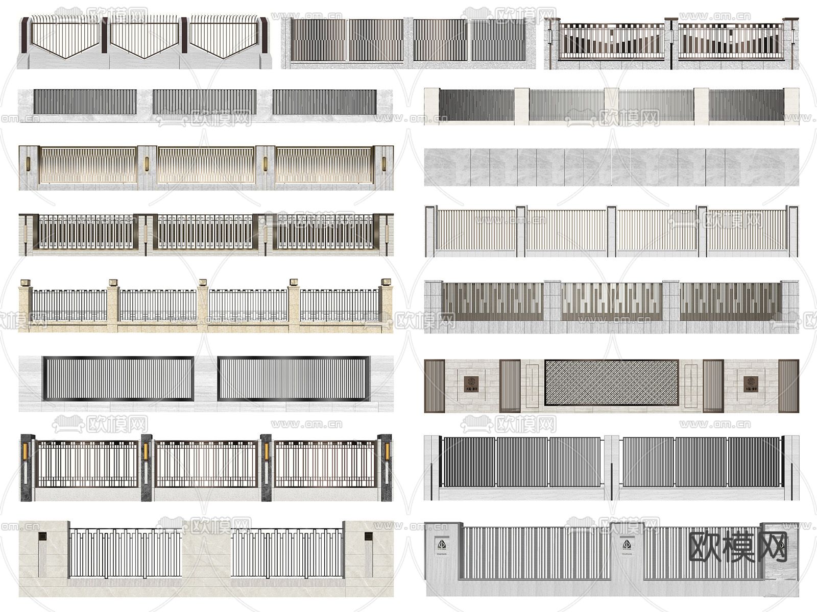现代景墙su模型下载