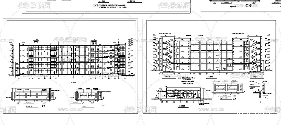 教学楼建筑cad施工图下载(渲染图3)