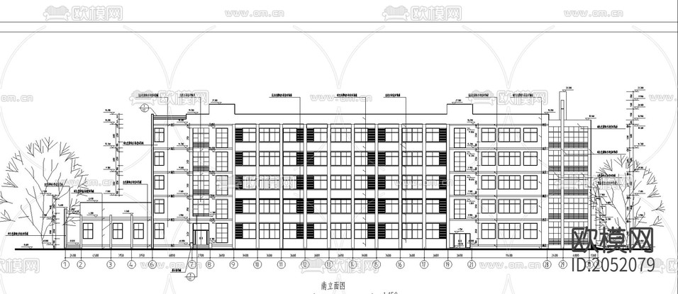 教学楼建筑cad施工图下载(渲染图2)
