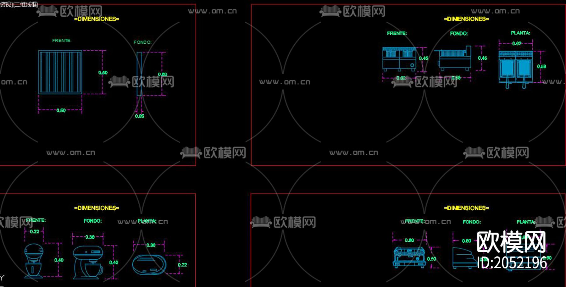 咖啡厅设备cad三视图下载（渲染图9）