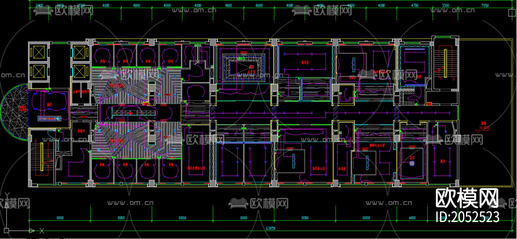 办公室cad施工图下载（渲染图4）