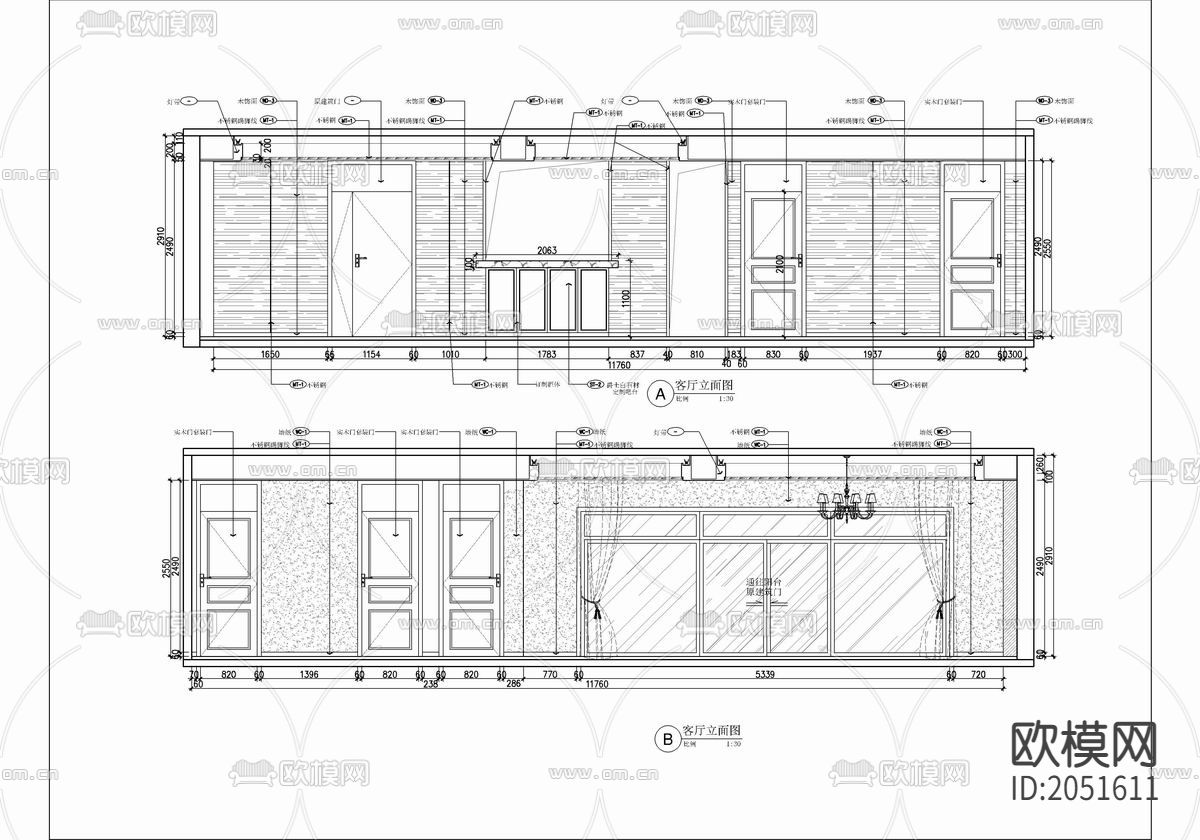 180㎡大平层CAD施工图下载（渲染图4）