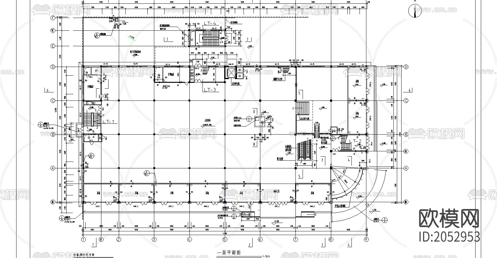 购物广场建筑cad施工图下载（渲染图2）