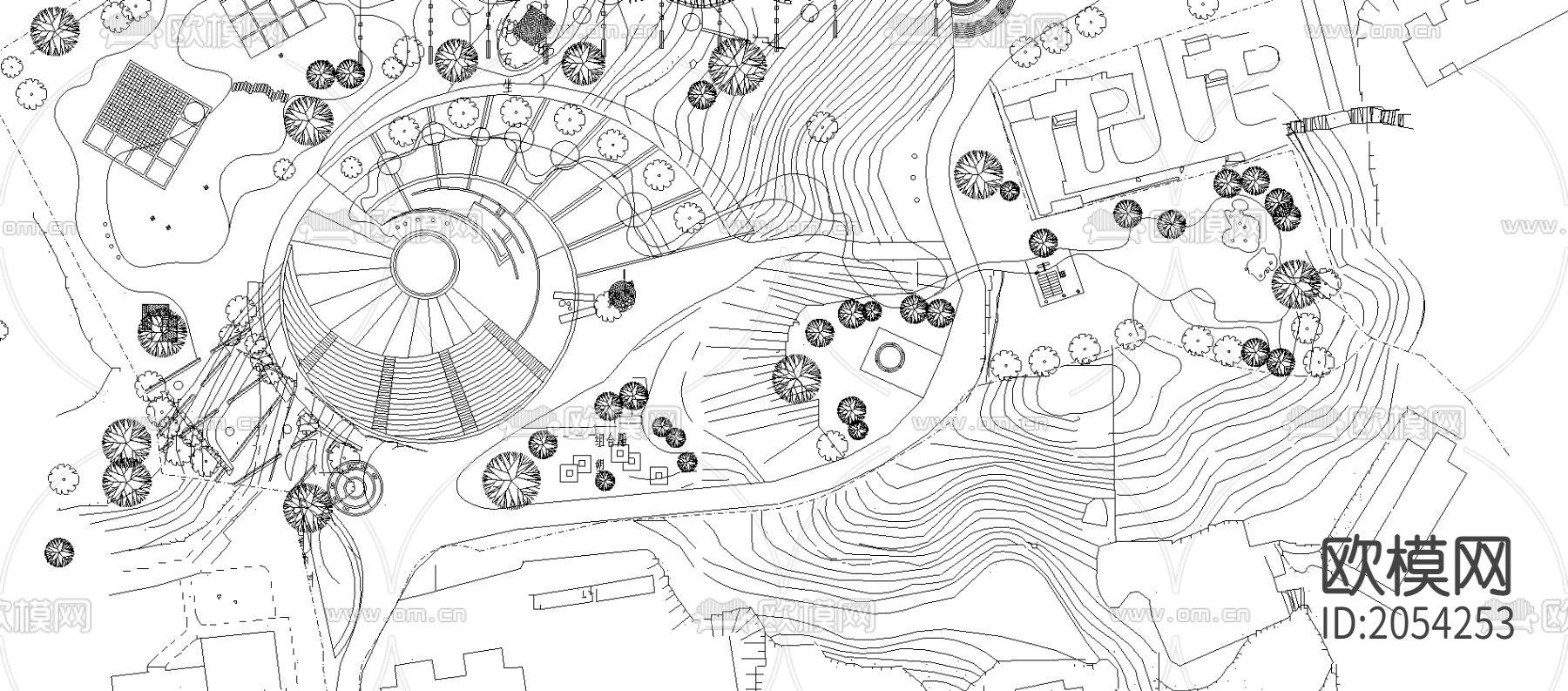 公园景观规划cad施工图下载（渲染图2）