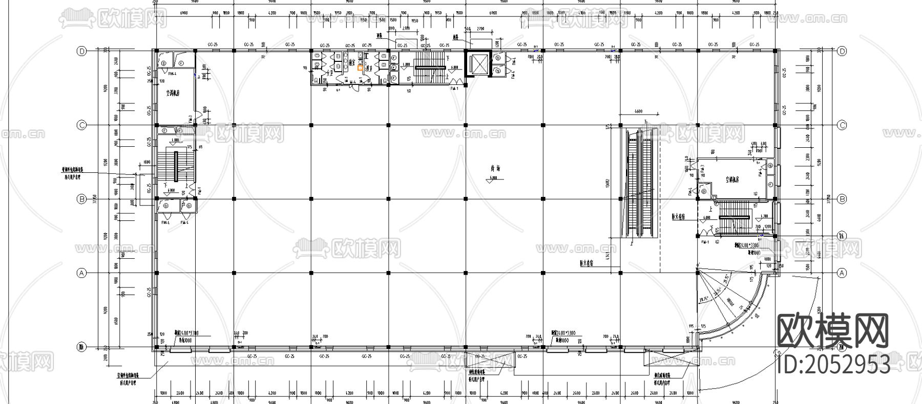 购物广场建筑cad施工图下载（渲染图5）