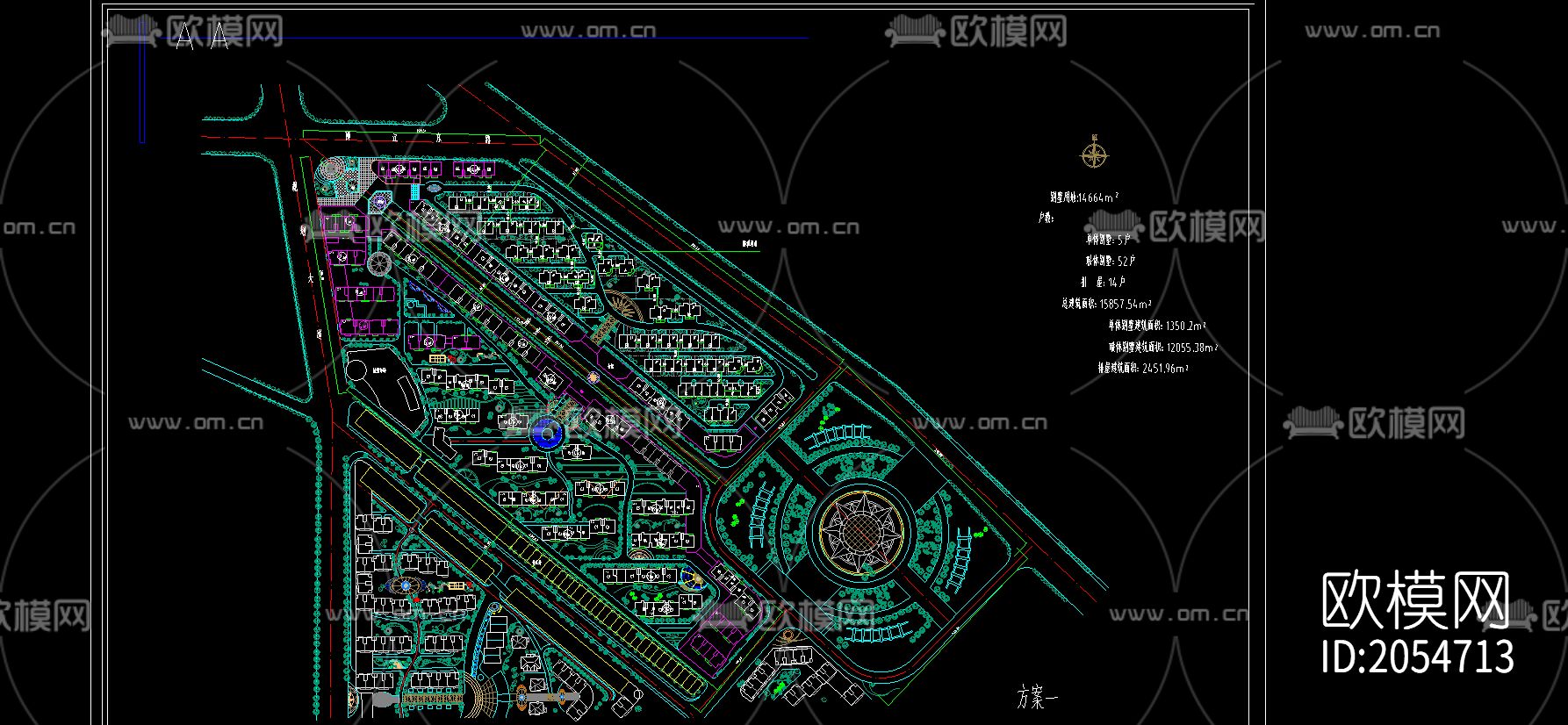小区规划cad平面图-免费3dmax模型库-欧模网