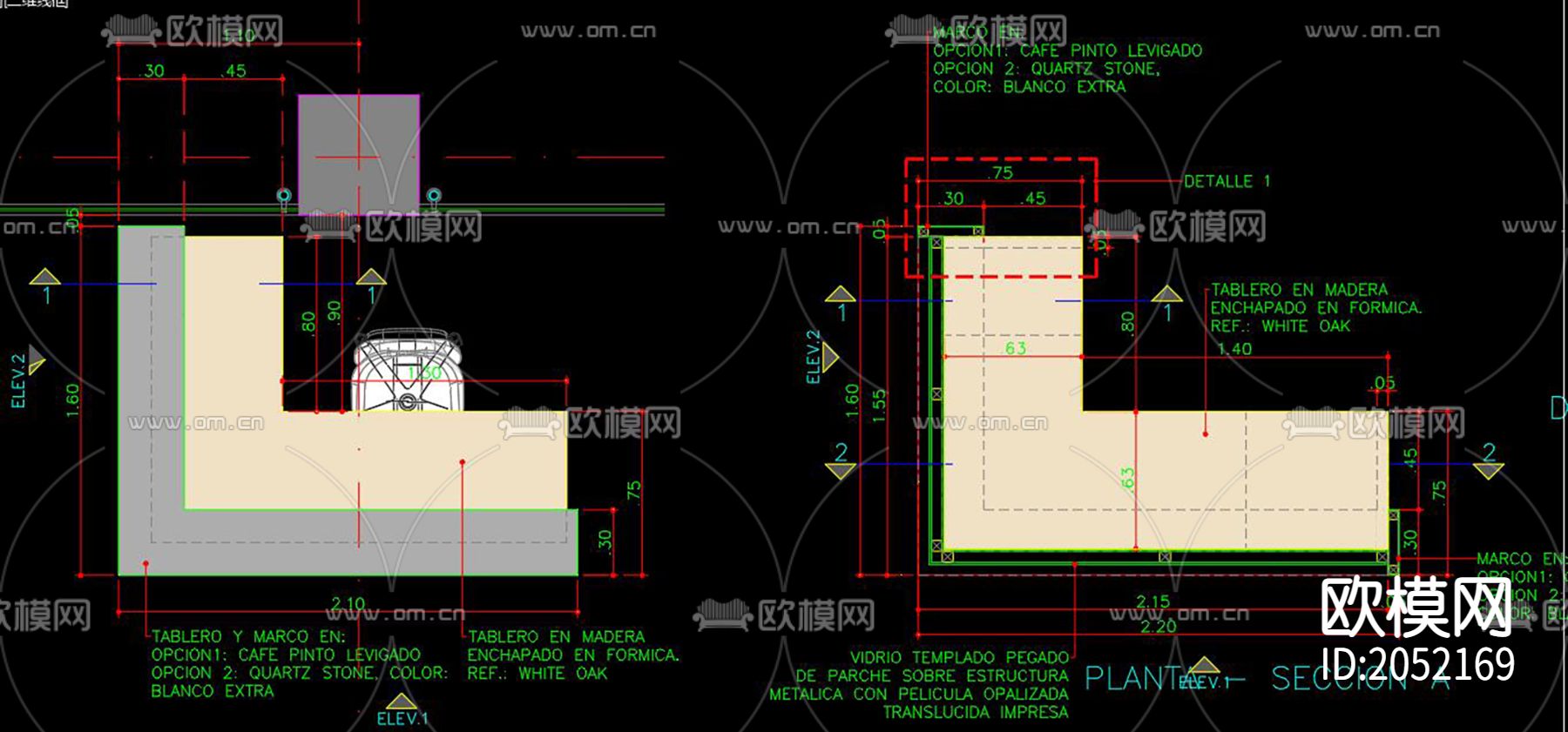 铁艺家具CAD尺寸图下载（渲染图2）