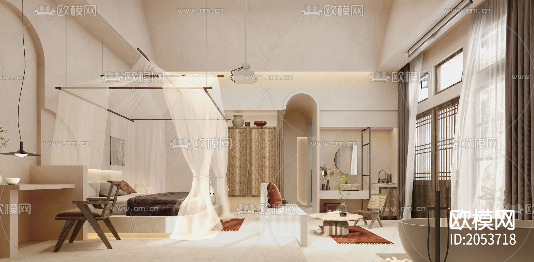 民宿客房cad施工图下载（渲染图10）