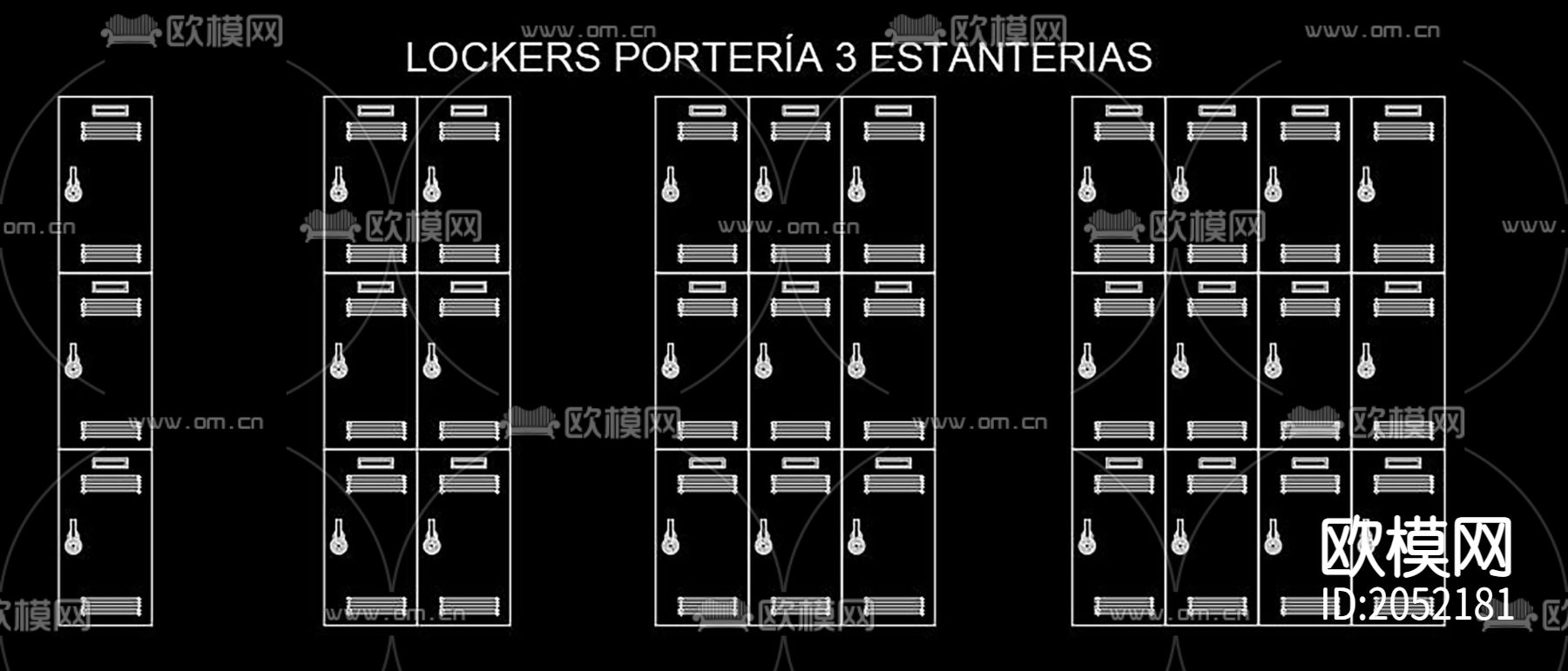 储物柜CAD立面图下载（渲染图5）