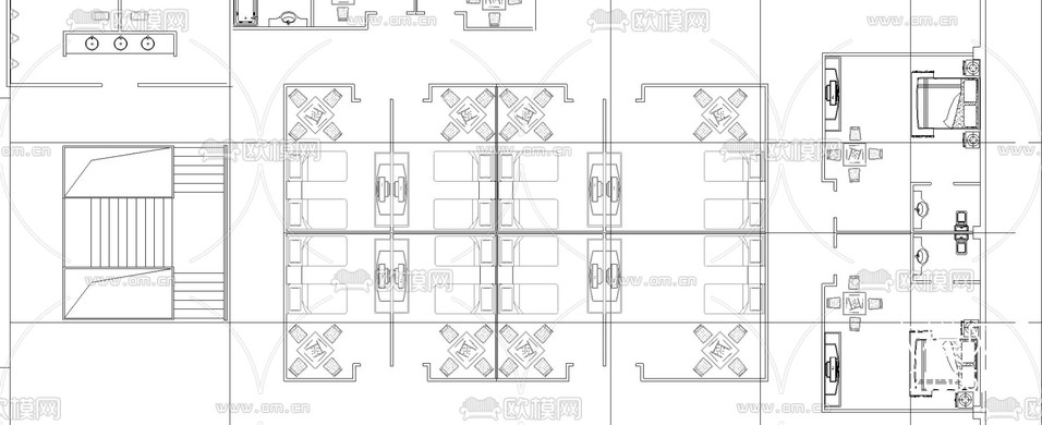 洗浴中心平面建筑圖下載(渲染圖1)