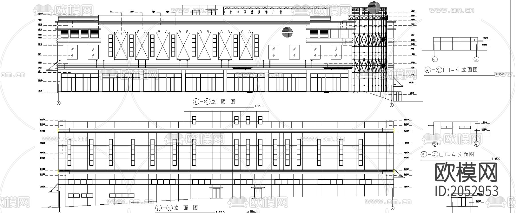 购物广场建筑cad施工图下载（渲染图1）