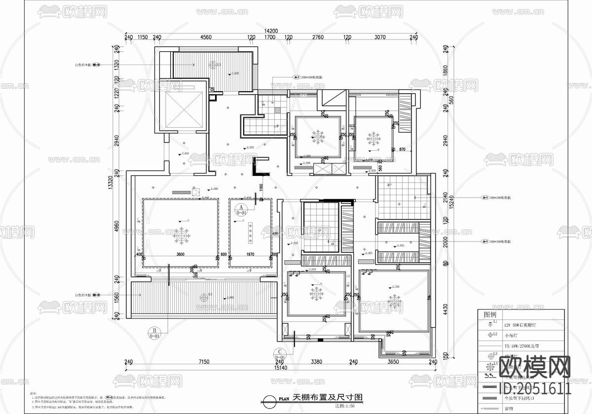 180㎡大平层CAD施工图下载（渲染图2）