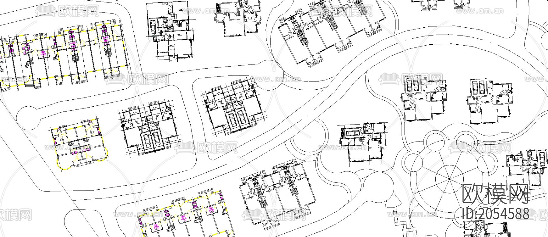 小区规划cad平面图下载（渲染图2）