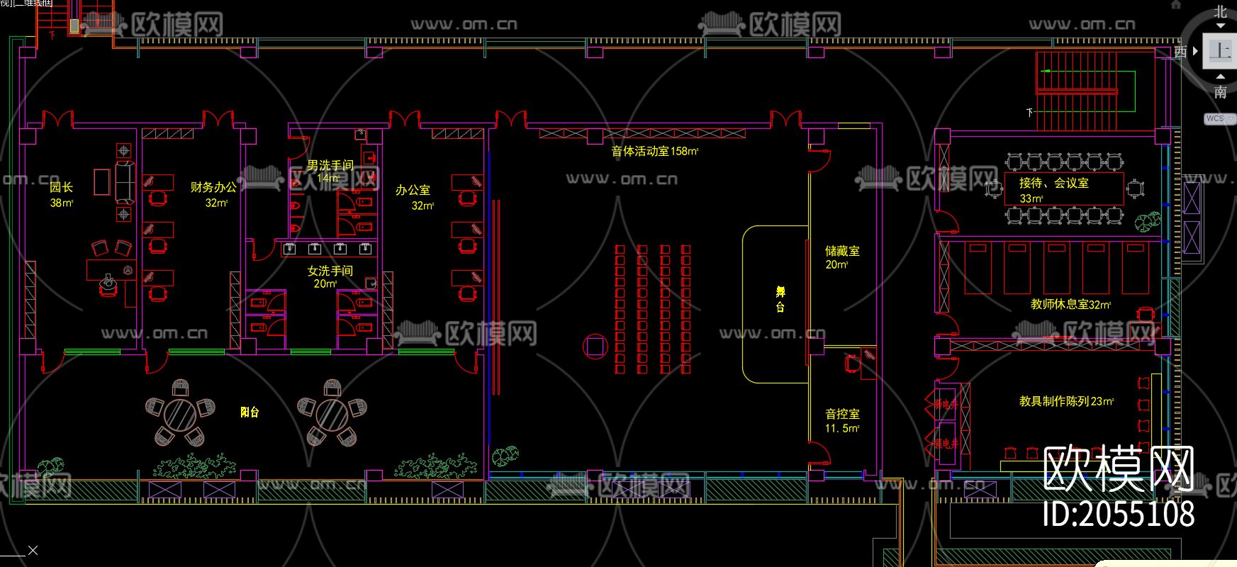 幼儿园cad施工图下载（渲染图1）