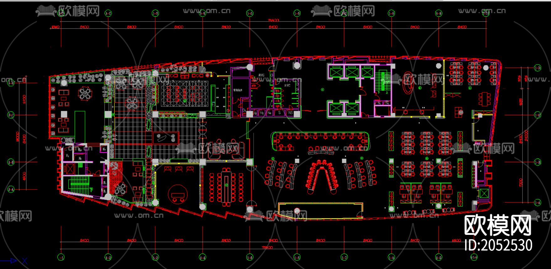 办公楼大堂cad施工图下载（渲染图1）