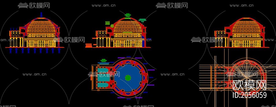 歐式建筑cad圖紙下載(渲染圖4)