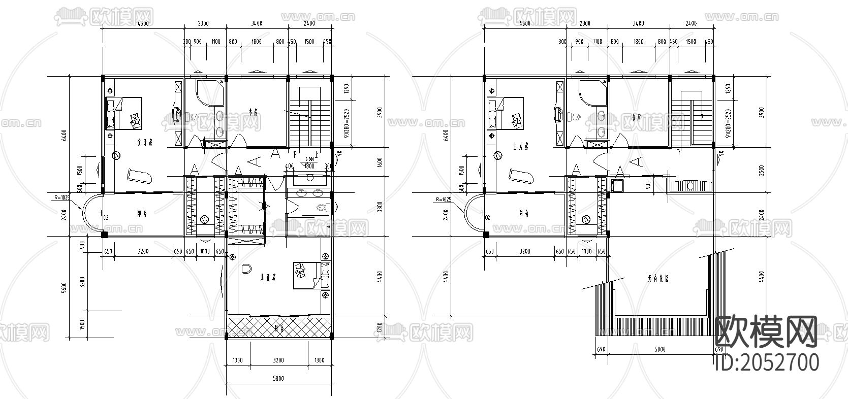 别墅建筑cad施工图下载（渲染图4）