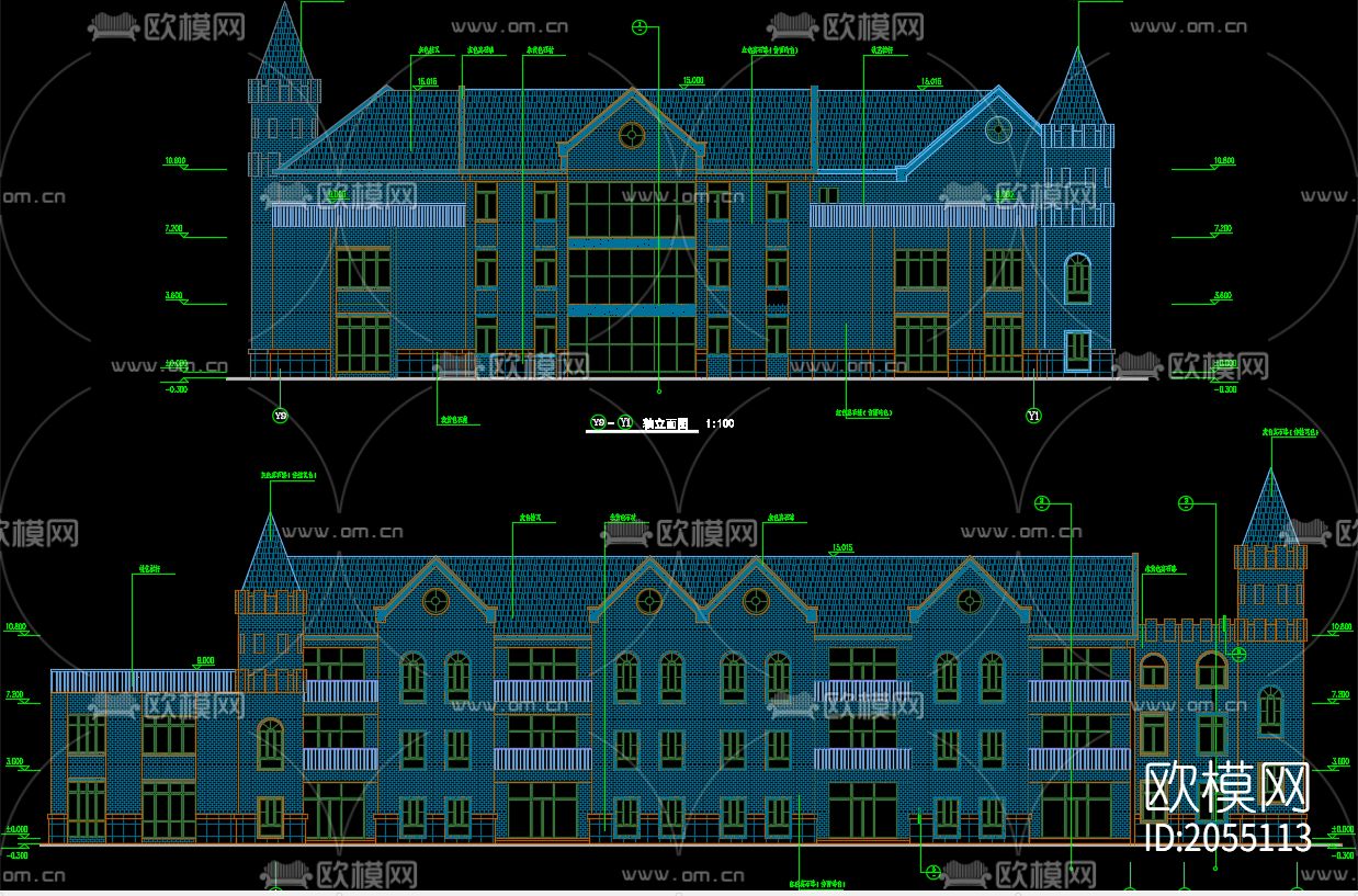欧式cad建筑施工图下载（渲染图2）