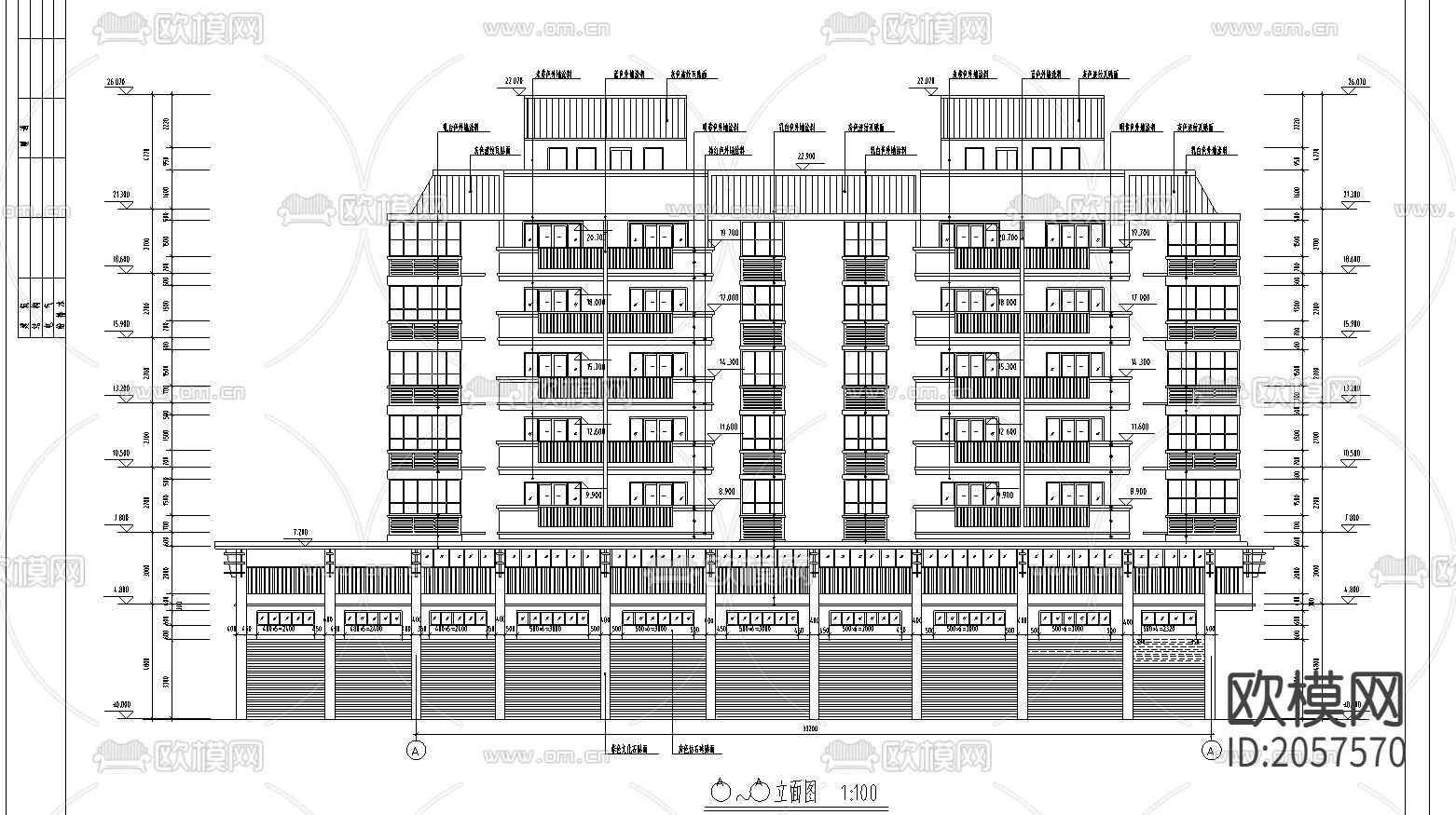 住宅楼建筑cad施工图下载（渲染图2）