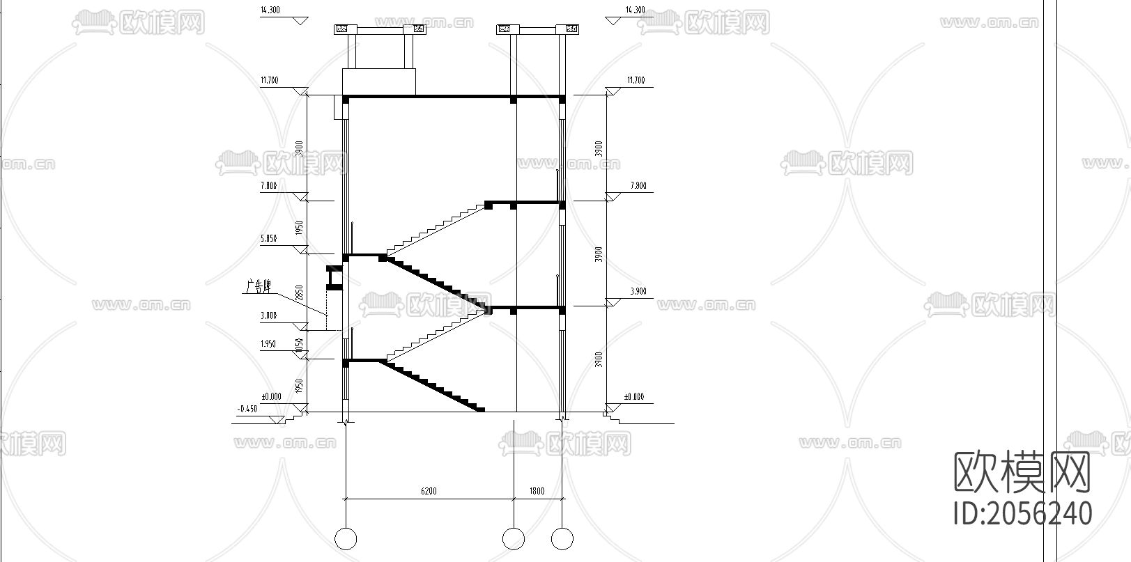 沿街综合楼建筑图纸下载（渲染图4）