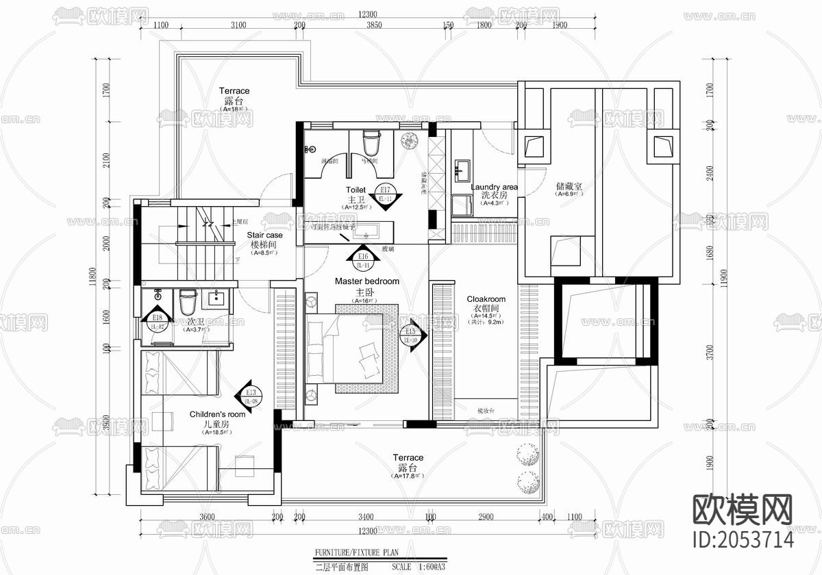 整装家居cad施工图下载（渲染图2）